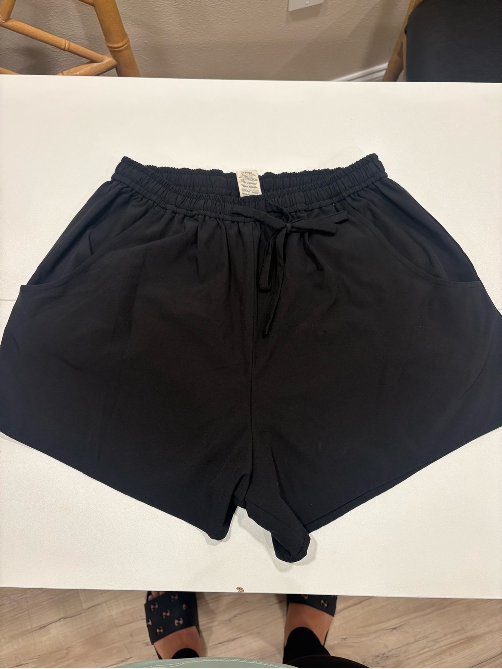 Black Women's Drawstring Athletic Shorts
